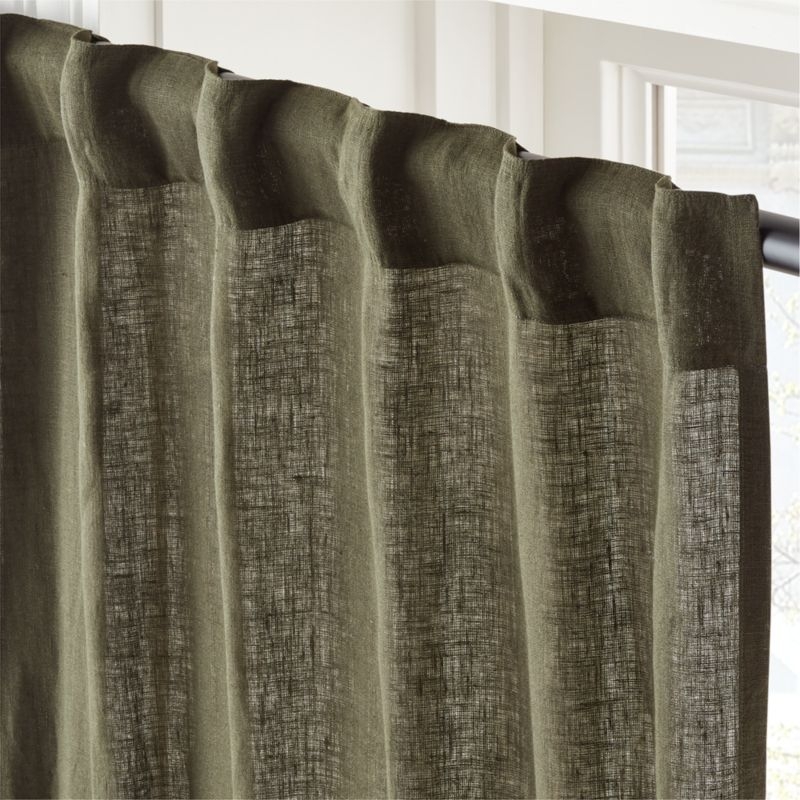 EUROPEAN FLAX™-Certified Linen Forest Green Window Curtain Panel 48''x96" - Image 3