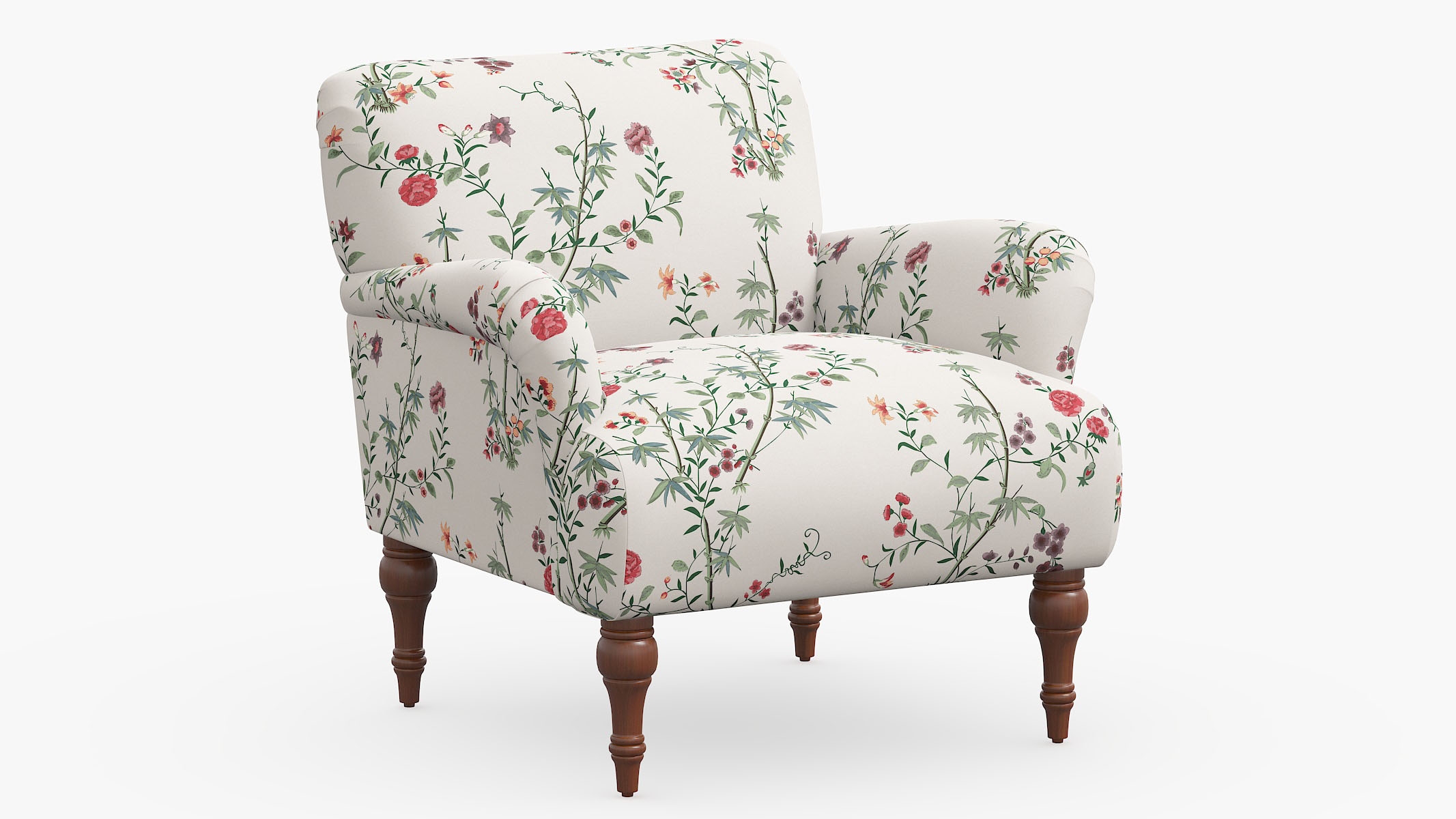 Traditional Accent Chair, Multi Bamboo Garden, Espresso - Image 0