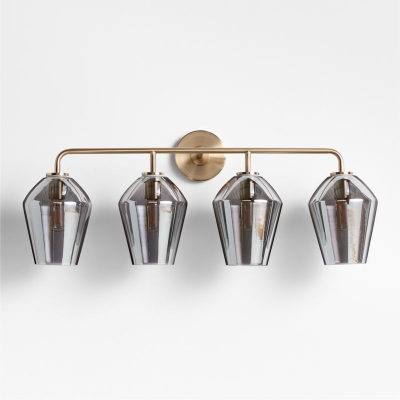 Arren Brass 4-Light Wall Sconce Light with Silver Glass Angled Shade - Image 1