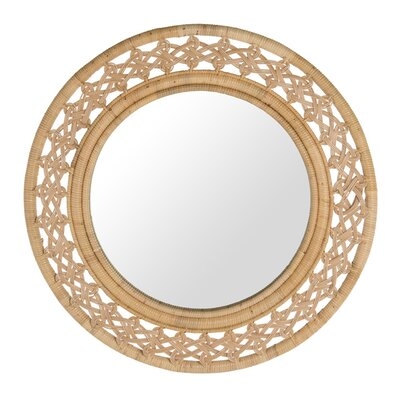 Tulley Round Rattan Braided Decorative Accent Mirror - Image 0