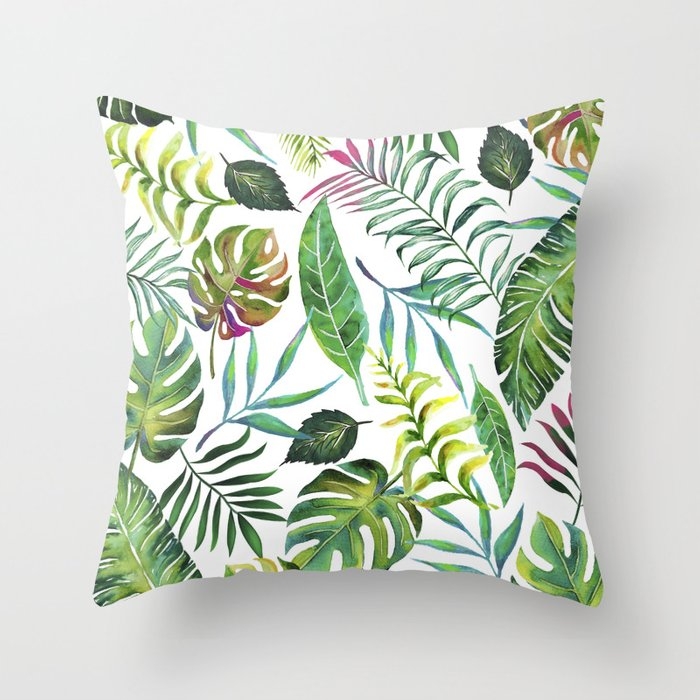 Tropical Flora #society6 #decor #buyart Throw Pillow by 83 Oranges Modern Bohemian Prints - Cover (20" x 20") With Pillow Insert - Outdoor Pillow - Image 0
