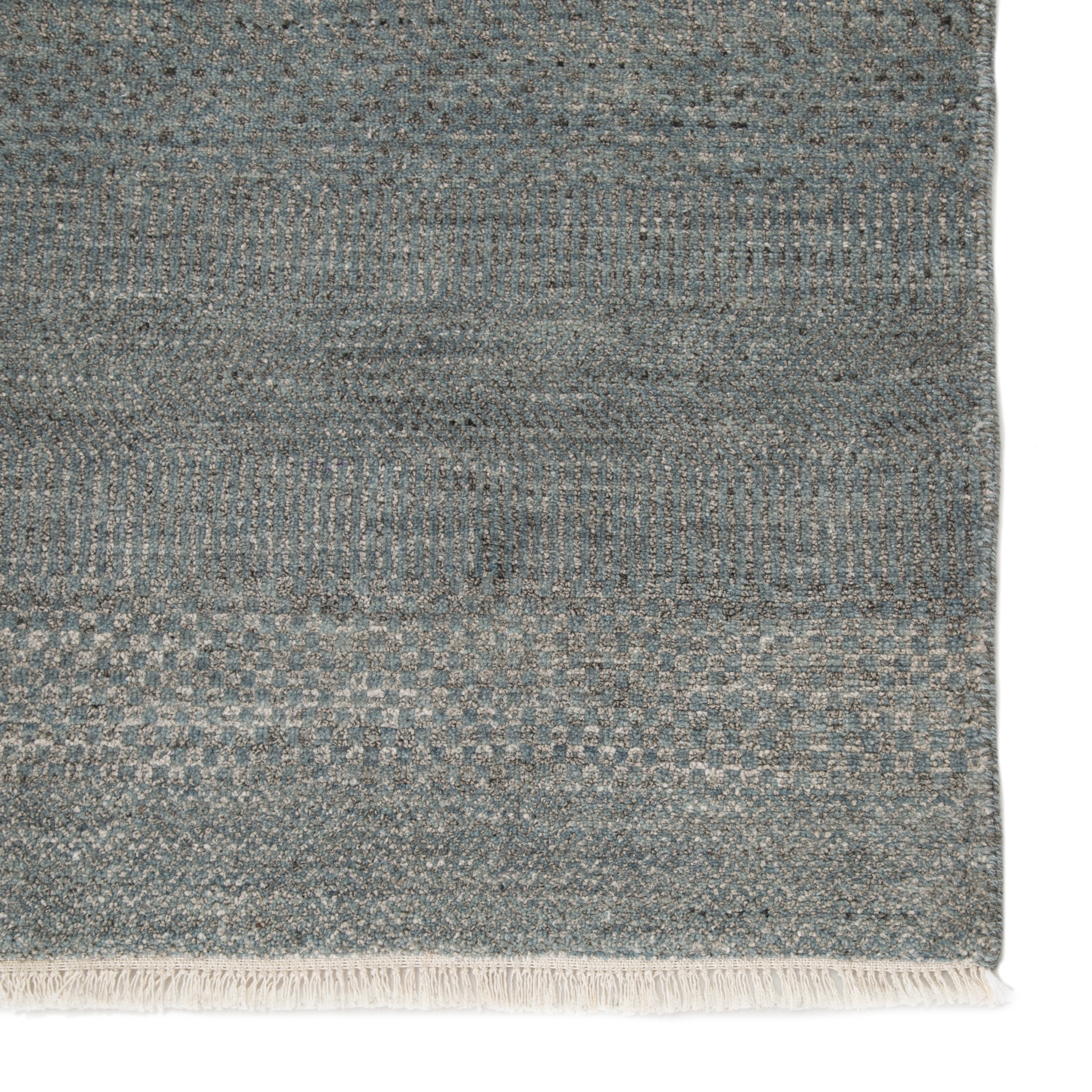 Irminio Hand-Knotted Geomteric Gray/ Blue Area Rug (9'X12') - Image 3
