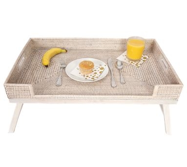 Tava Rattan Serving Tray with Stand - Light Natural - Image 1