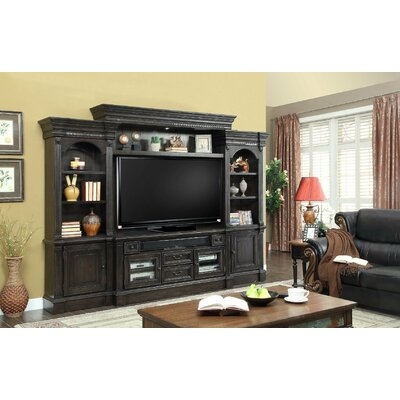 4-piece Entertainment Center With Tv Stand, 2 Piers, And Bridge In Vintage White Finish - Image 0
