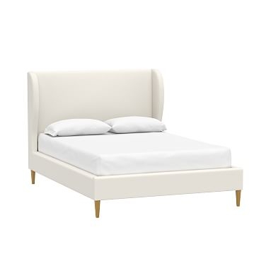 Wren Wingback Upholstered Bed, King, Lustre Velvet Linen - Image 0