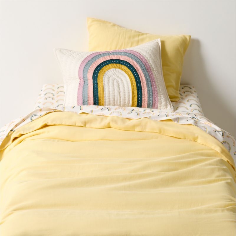 Supersoft Straw Yellow Organic Cotton Gauze Kids Pillow Sham - Image 1