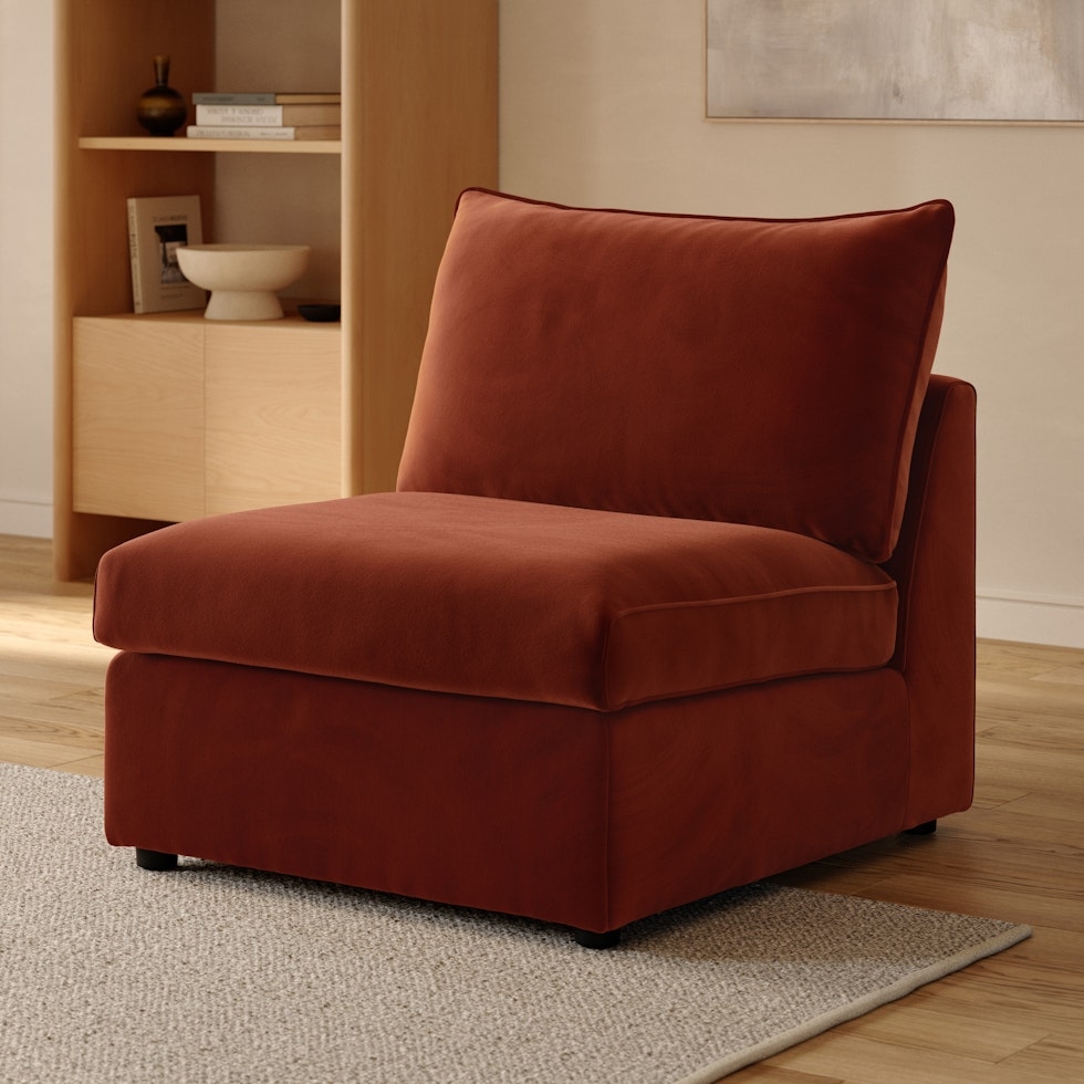 Lenae 32" Velvet Armless Chair Module - Hale Rust - Image 1