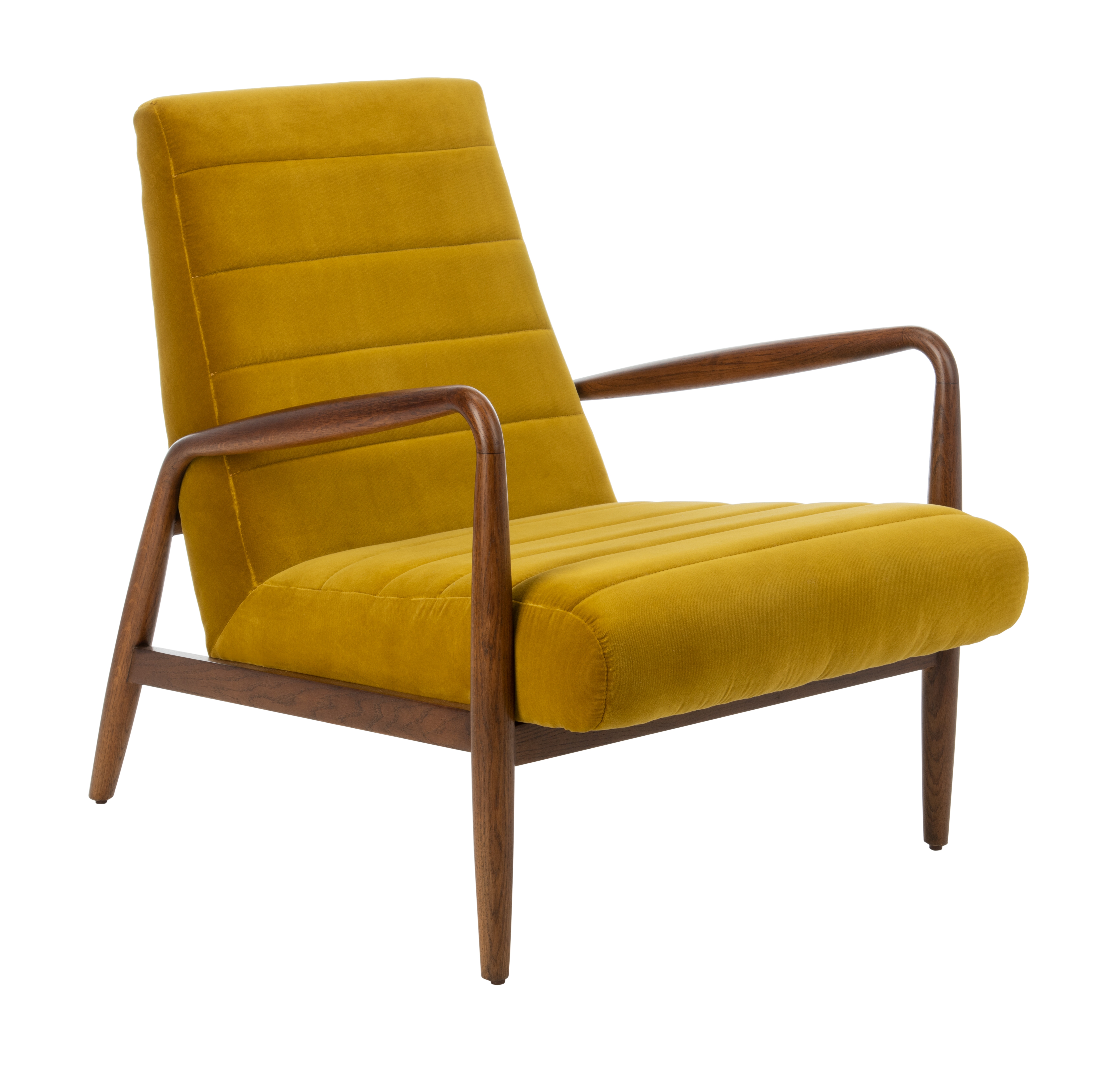 Willow Channel Tufted Arm Chair - Gold/Dark Walnut - Safavieh - Image 0