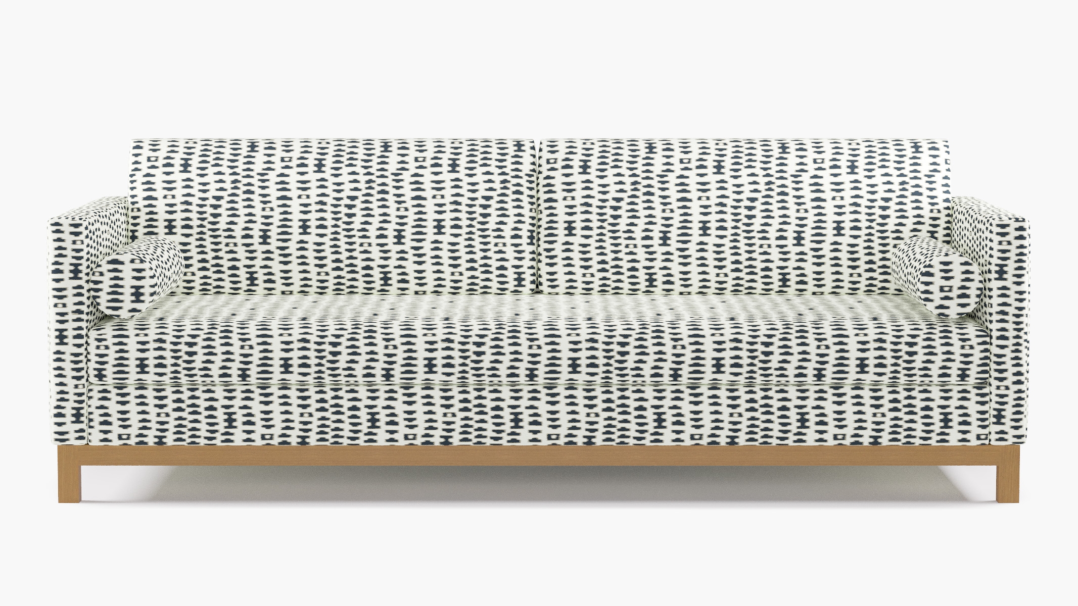 Tailored Tuxedo Sofa, Ivory Odalisque, Natural Wood Rail - Image 0