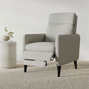 Lewis Recliner, Poly, Yarn Dyed Linen Weave, Graphite, Chocolate - Image 1