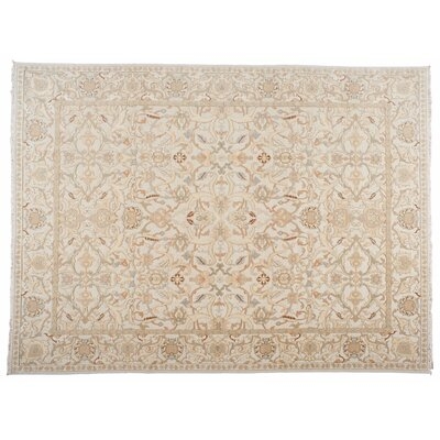 One-of-a-Kind Hand-Knotted Beige 9' x 12' Wool Area Rug - Image 0