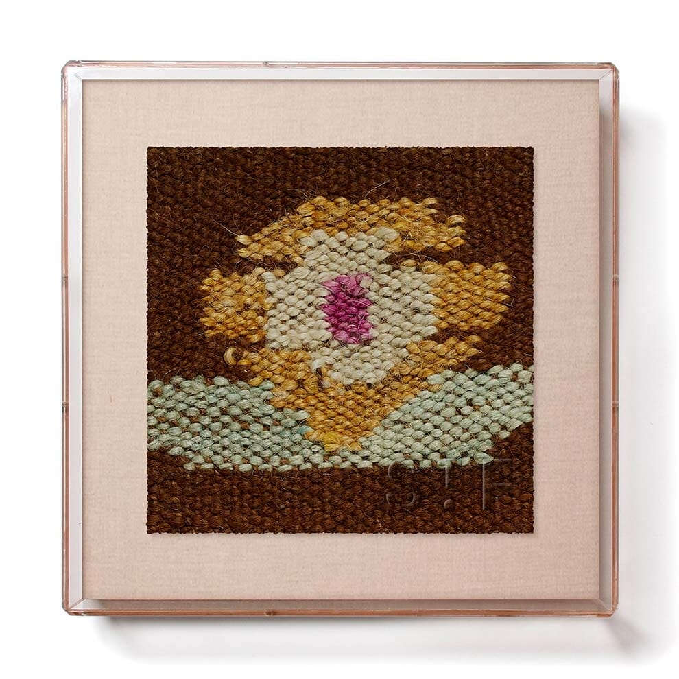 Ochre Cacao Flowers Frazada Mini Framed Print by St. Frank | Brown | Wool - Image 0