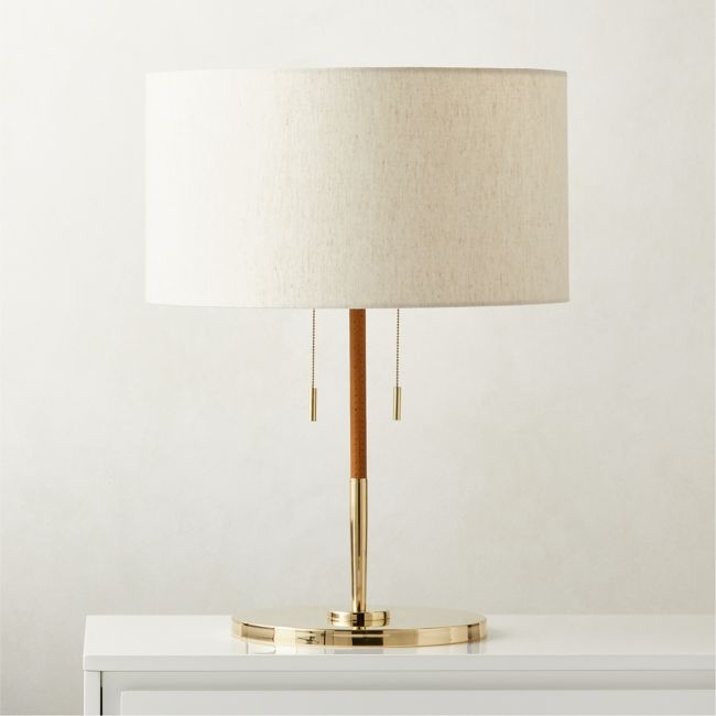 Prix Leather and Polished Brass Table Lamp - Image 0
