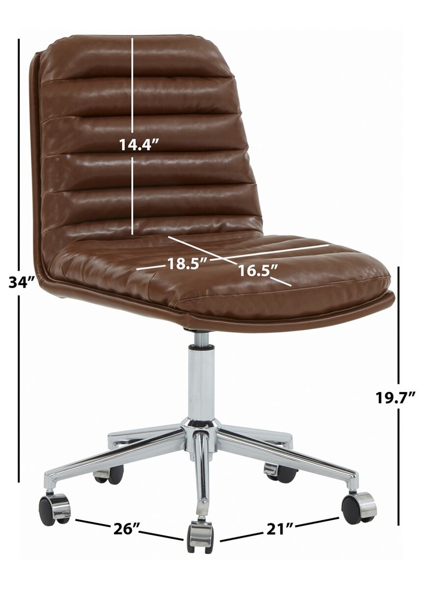 Decolin Swivel Desk Chair - Brown/Silver - Image 5