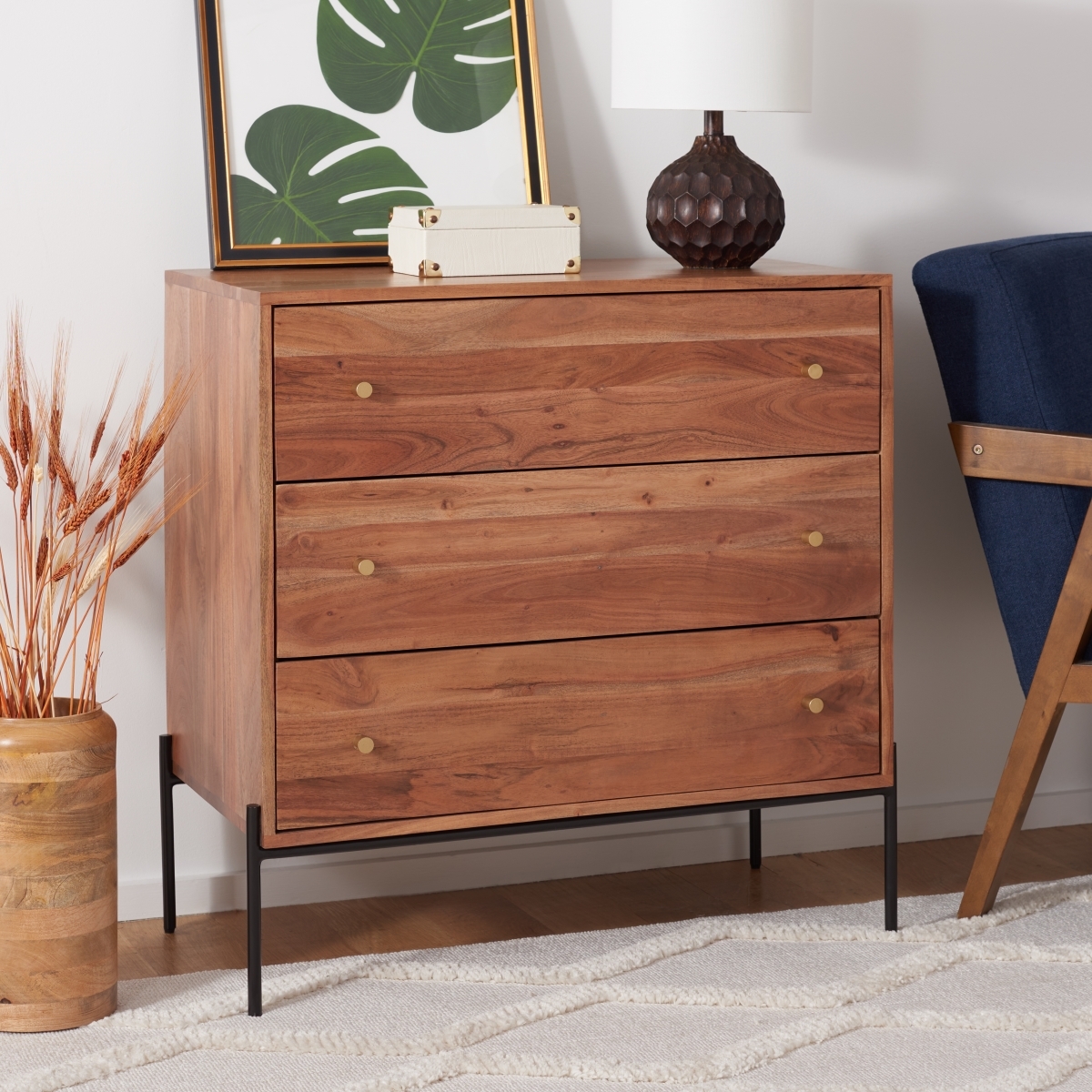 Dowling 3 Drawer Chest - Brown / Black - Safavieh - Image 1