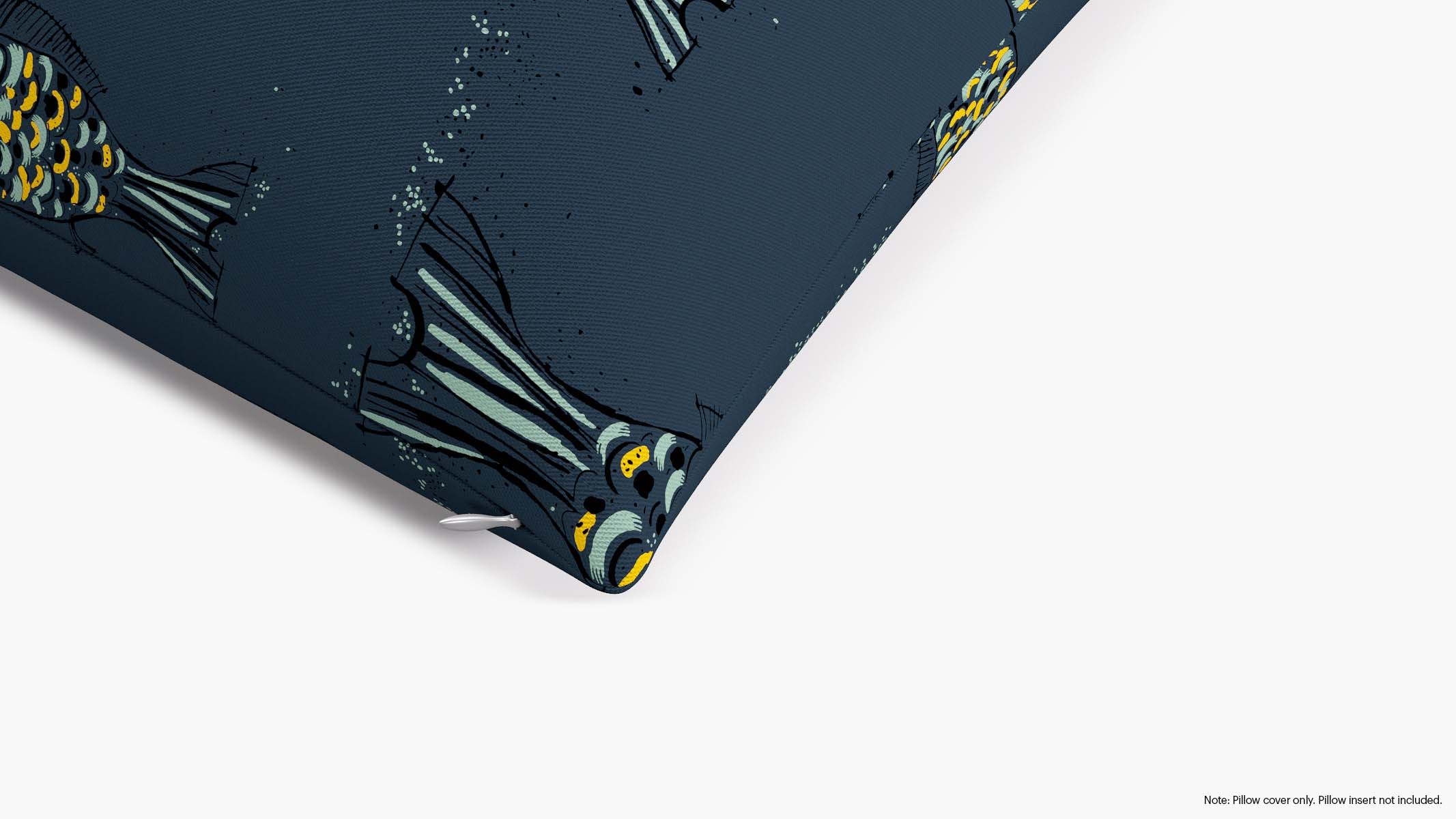 Throw Pillow Cover 26", Indigo Sakana, 26" x 26" - Image 1