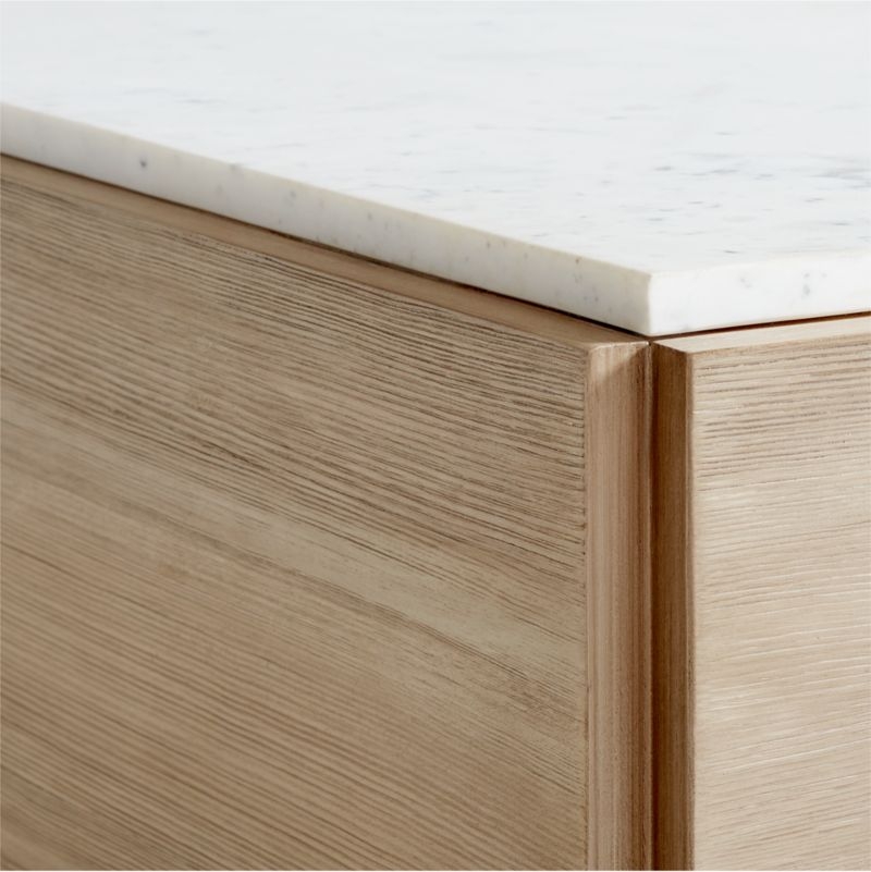 Troupe Marble and Natural Pine Wood 44" Square Coffee Table - Image 5