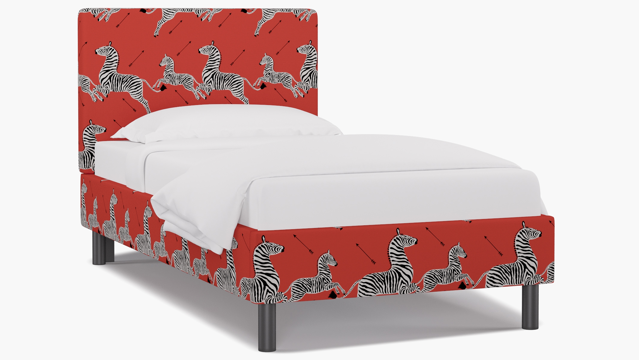 Tailored Platform Bed, Coral Zebra, Twin - Image 1