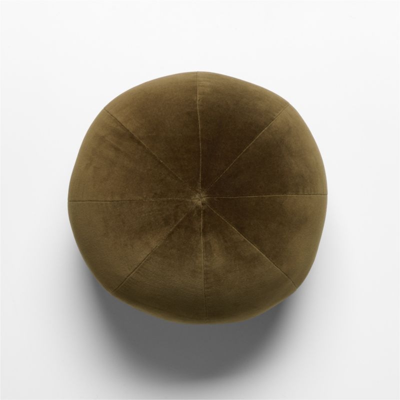 Terre Olive Green Velvet Sphere Throw Pillow 12" - Image 2