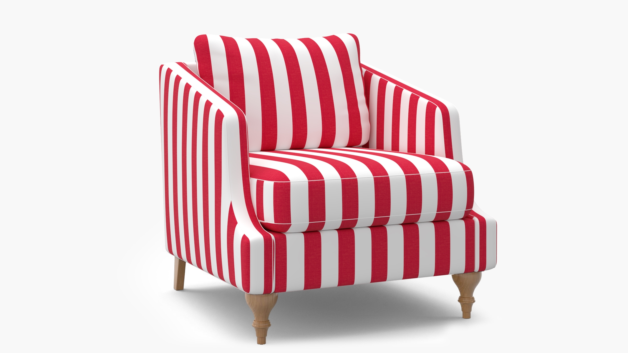 Slope Arm Chair, Red Cabana Stripe, Natural Turned Wood Leg - Image 1