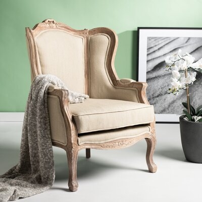 Sabine 28.5" Wide Linen Wingback Chair - Image 0
