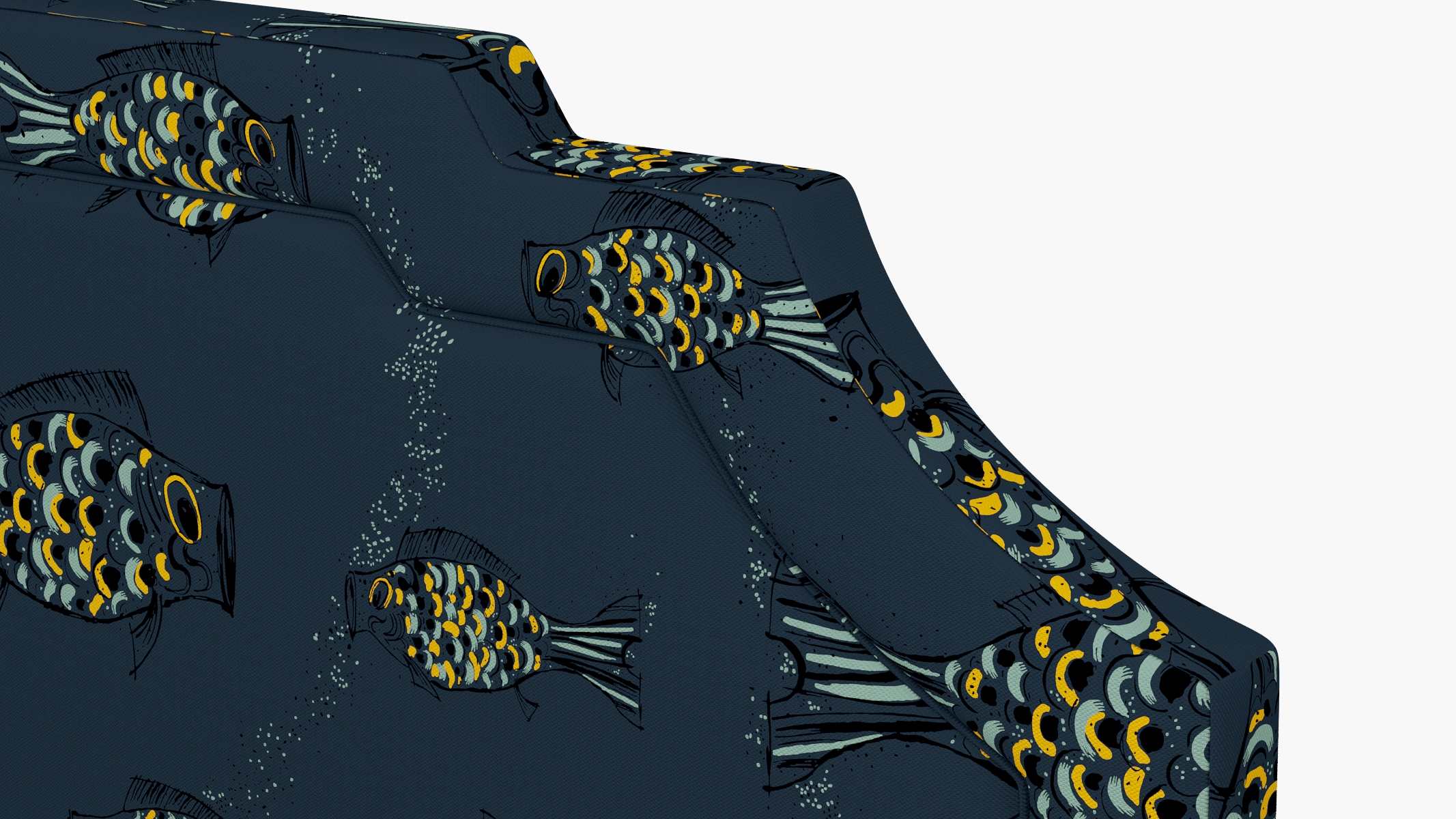 Art Deco Headboard, Indigo Sakana, King - Image 2