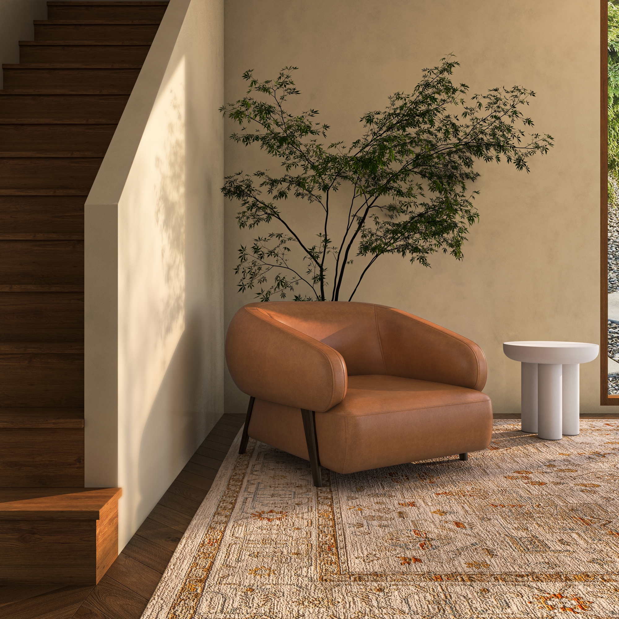 Devlin Lounge Chair Tan Leather - Image 8