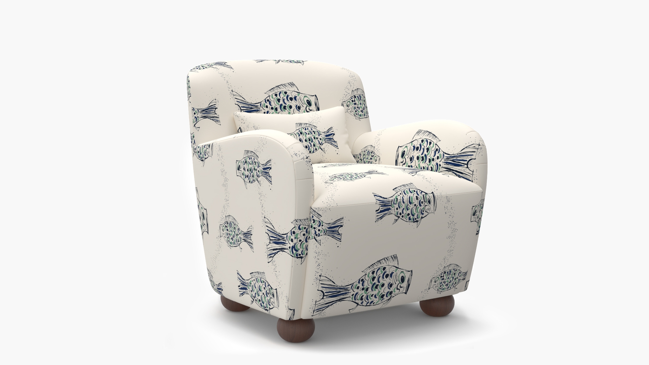 Club Chair, Canvas Sakana, Walnut Bun Foot - Image 1
