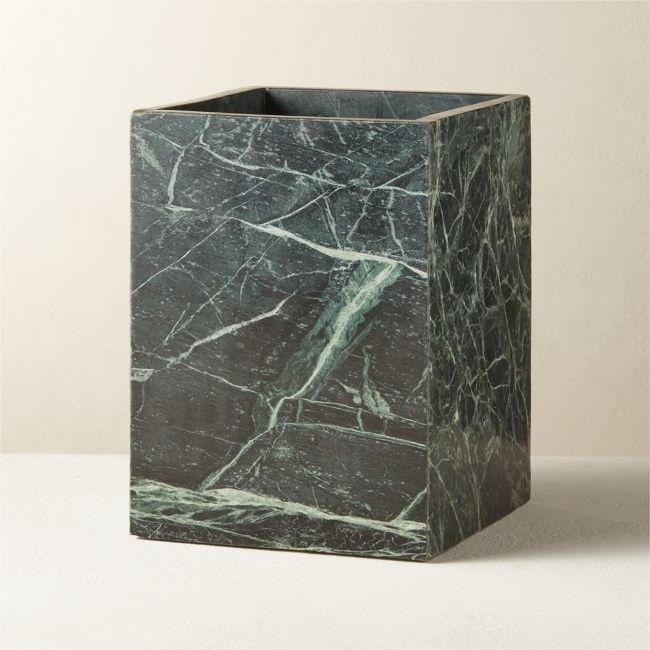 Jules Green Marble Wastecan - Image 0
