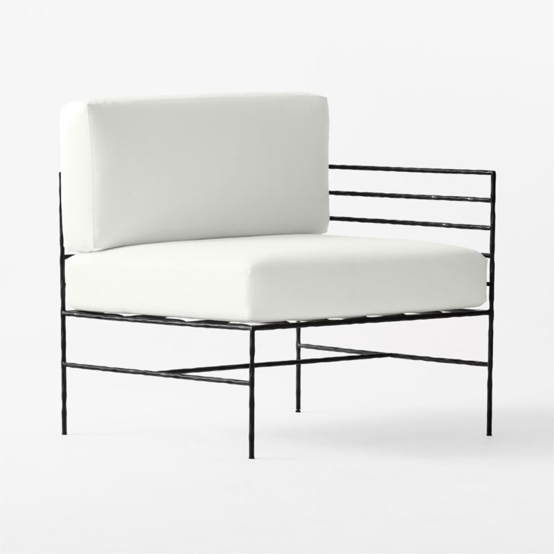 Marteau Black Metal Outdoor Right Chair with White Sunbrella® Cushions - Image 2