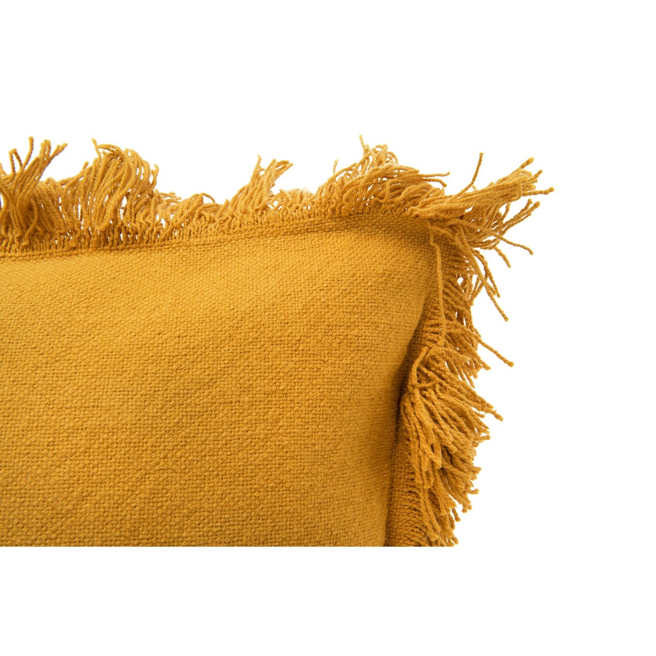 Rectangle Lumbar Pillow with Fringe, Mustard Cotton, 36" x 14" - Image 3