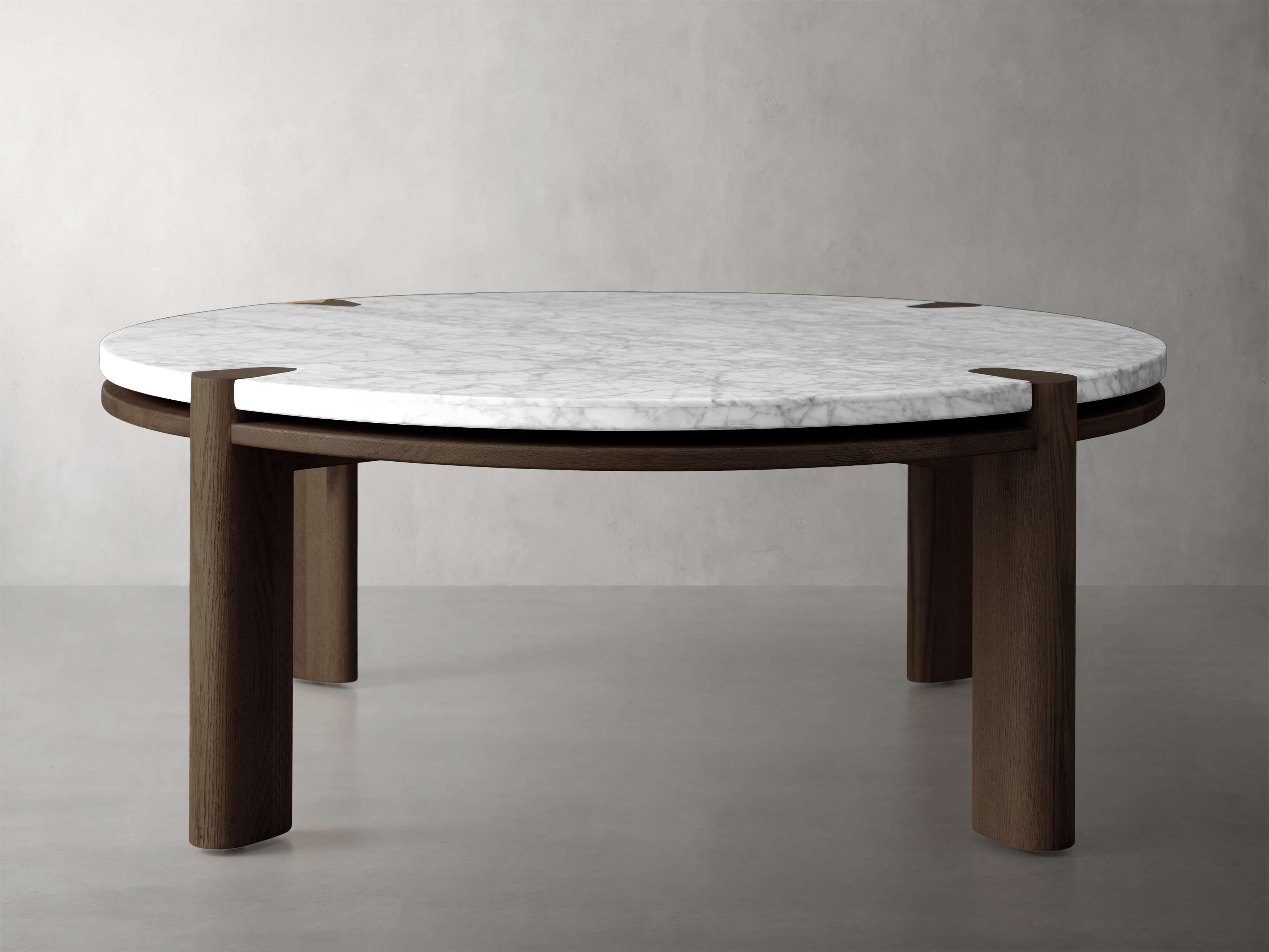 Pyet Round Coffee Table in Stone 42" White  Mocha/Carrara - Image 0