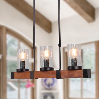 Jem 3 - Light Kitchen Island Modern Linear Chandelier with Wood Accents  - Image 0