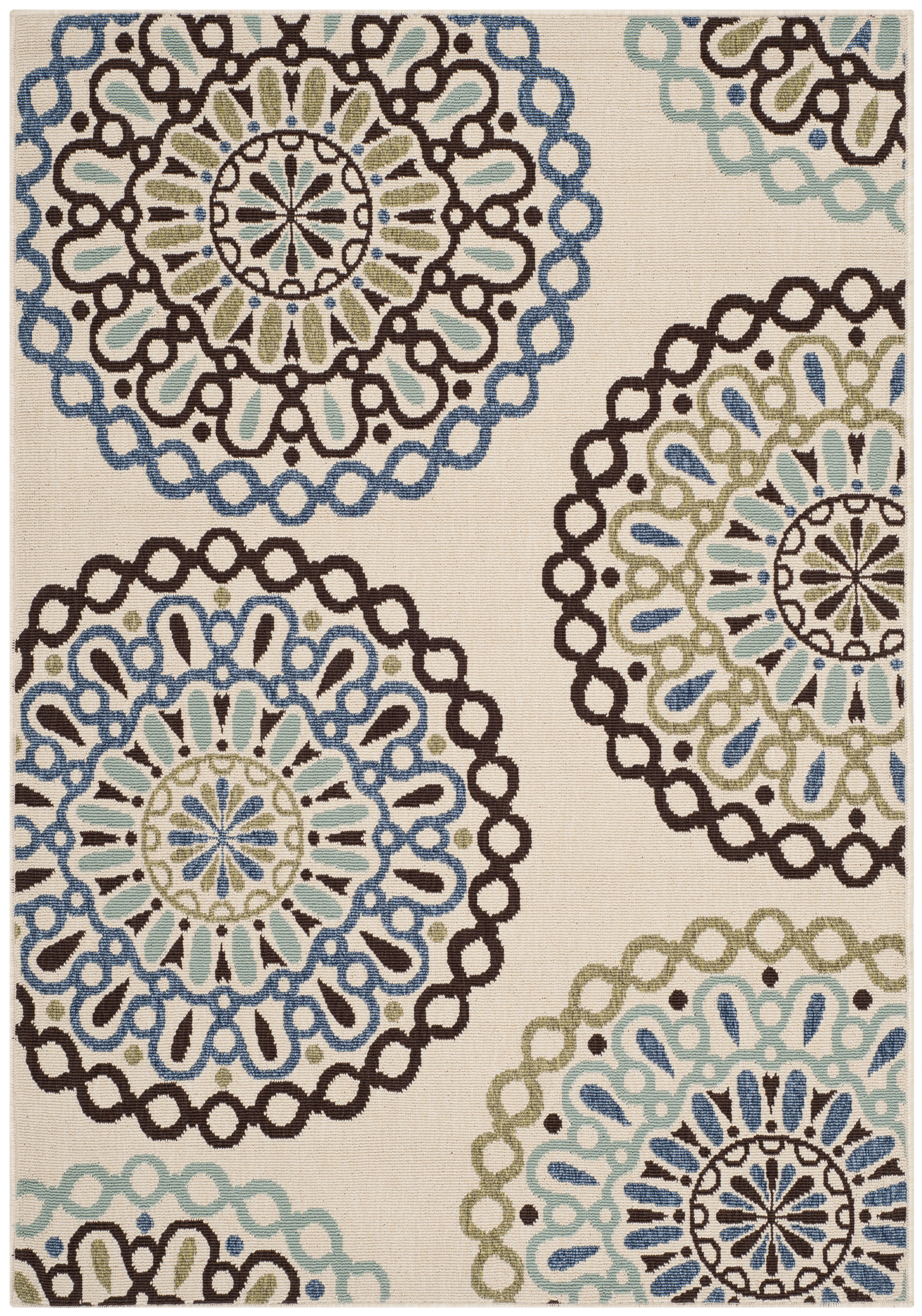 Arlo Home Indoor/Outdoor Woven Area Rug, VER092-0615, Cream/Blue,  4' X 5' 7" - Image 0