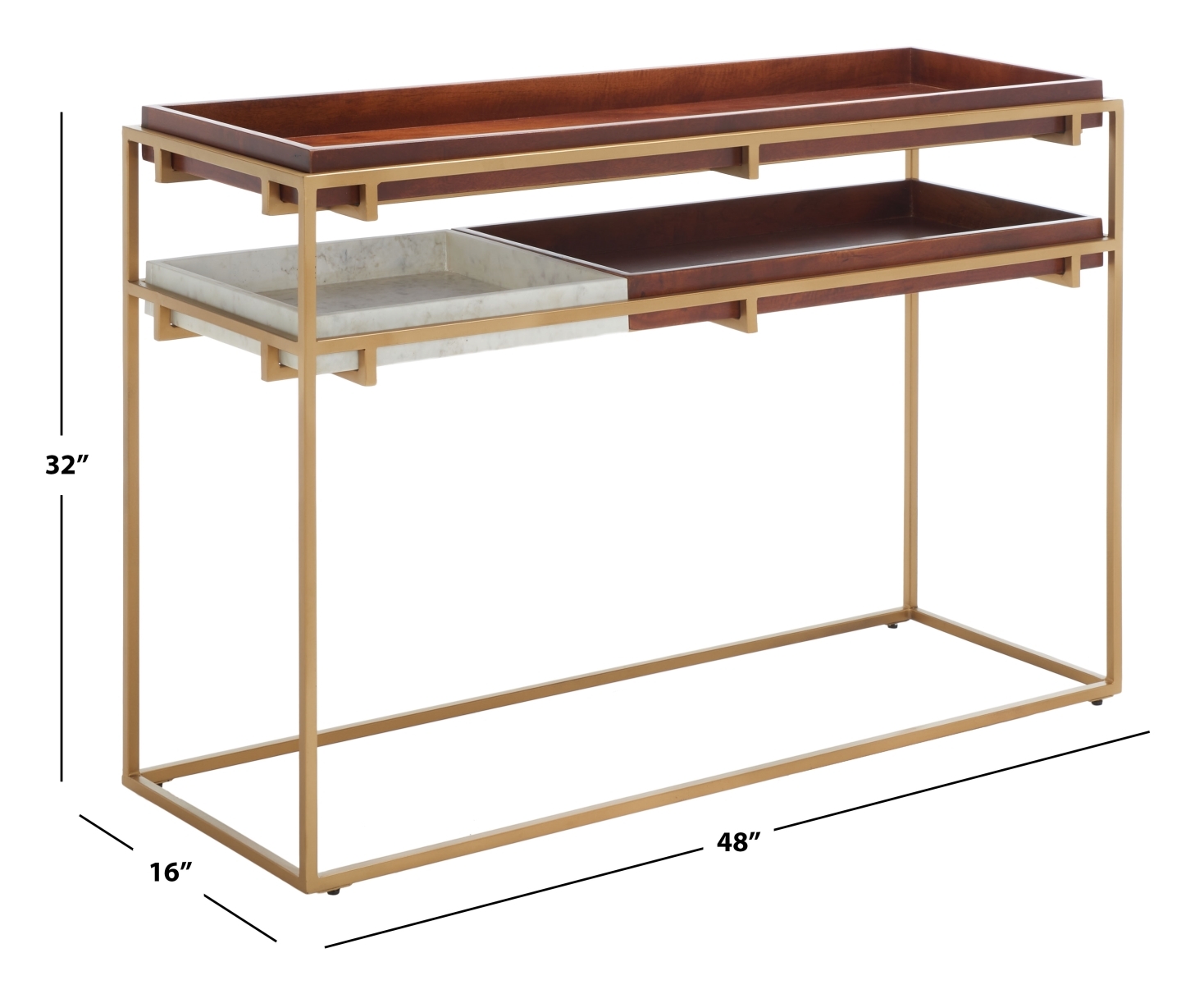 Akari Marble Console Table - Brown / White - Safavieh - Image 8