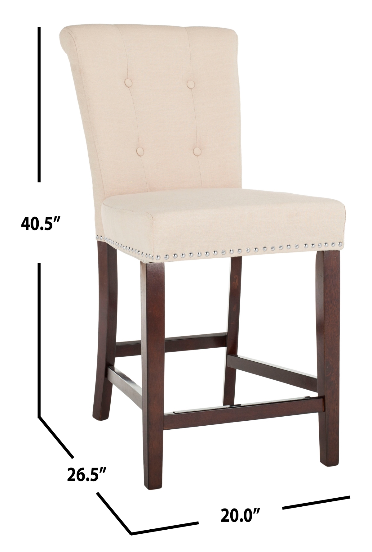 Taylor Counter Stool - Beige / Espresso - Safavieh - Image 7