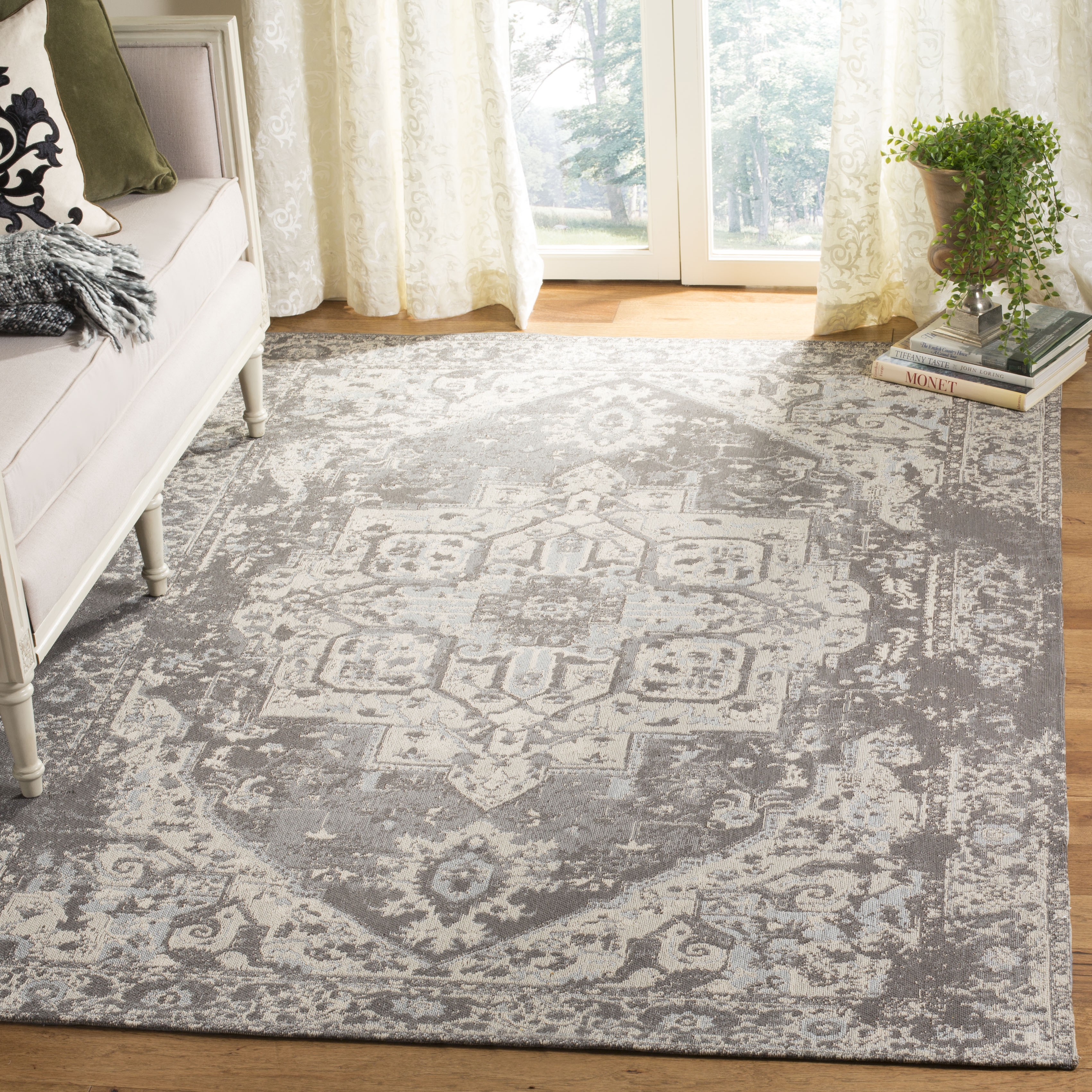 Arlo Home Woven Area Rug, CLV111F, Grey,  6' X 9' - Image 1