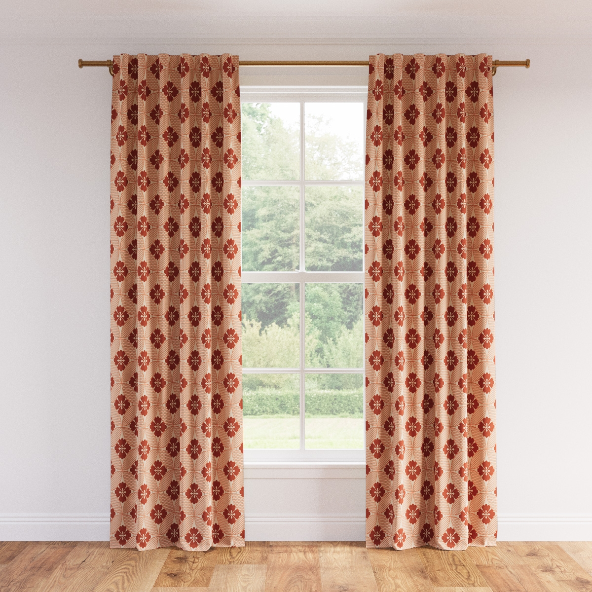 Printed Linen Curtain, Coral Solaire, 50" x 96", Privacy - Image 0