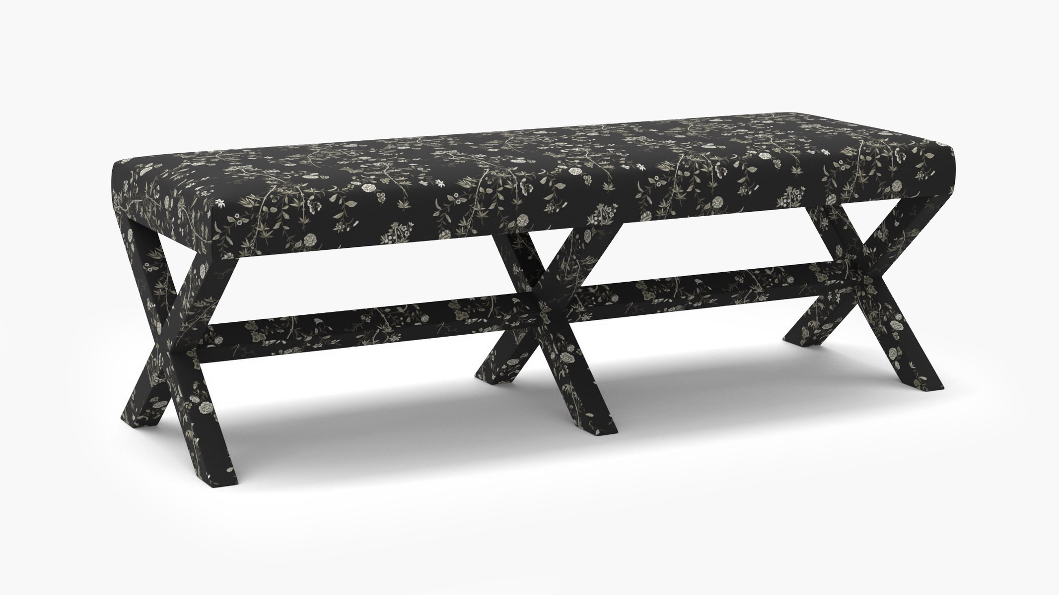 Double X Bench, Black Bamboo Garden - Image 1