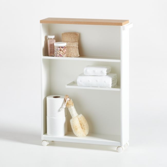Yamazaki White Rolling Bathroom Cart - Image 0