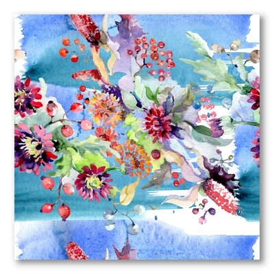 Vibrant Wild Spring Leaves And Wildflowers XIII - Modern Canvas Wall Art Print-37091 - Image 0