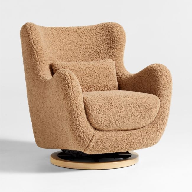 Babyletto x Nursery Works Solstice Brown Shearling Nursery Glider Chair - Image 0