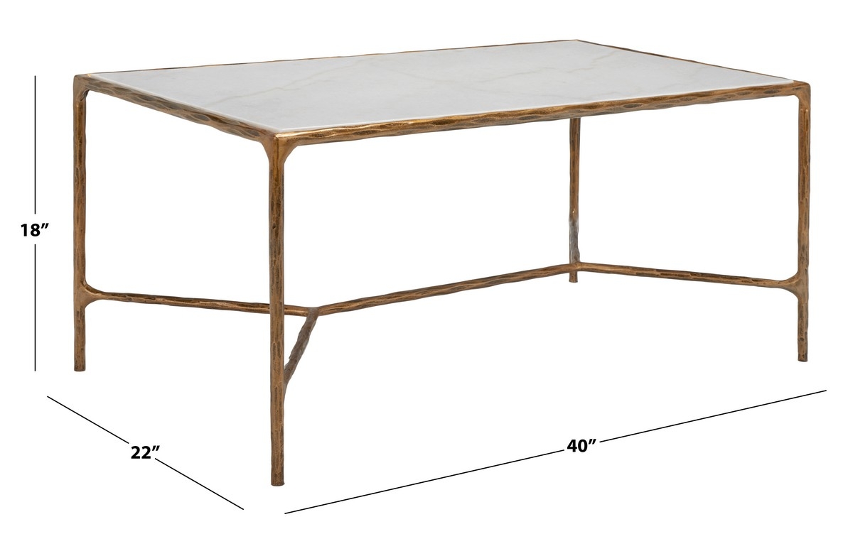 Jessa Metal Coffee Table - Brass/White - Image 8