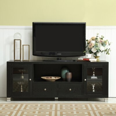 Black Tv Stand With 2 Cabinet And 2 Drawers - Image 0