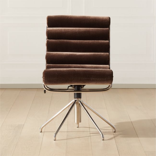 Martos Chocolate Faux Mohair Office Chair - Image 0