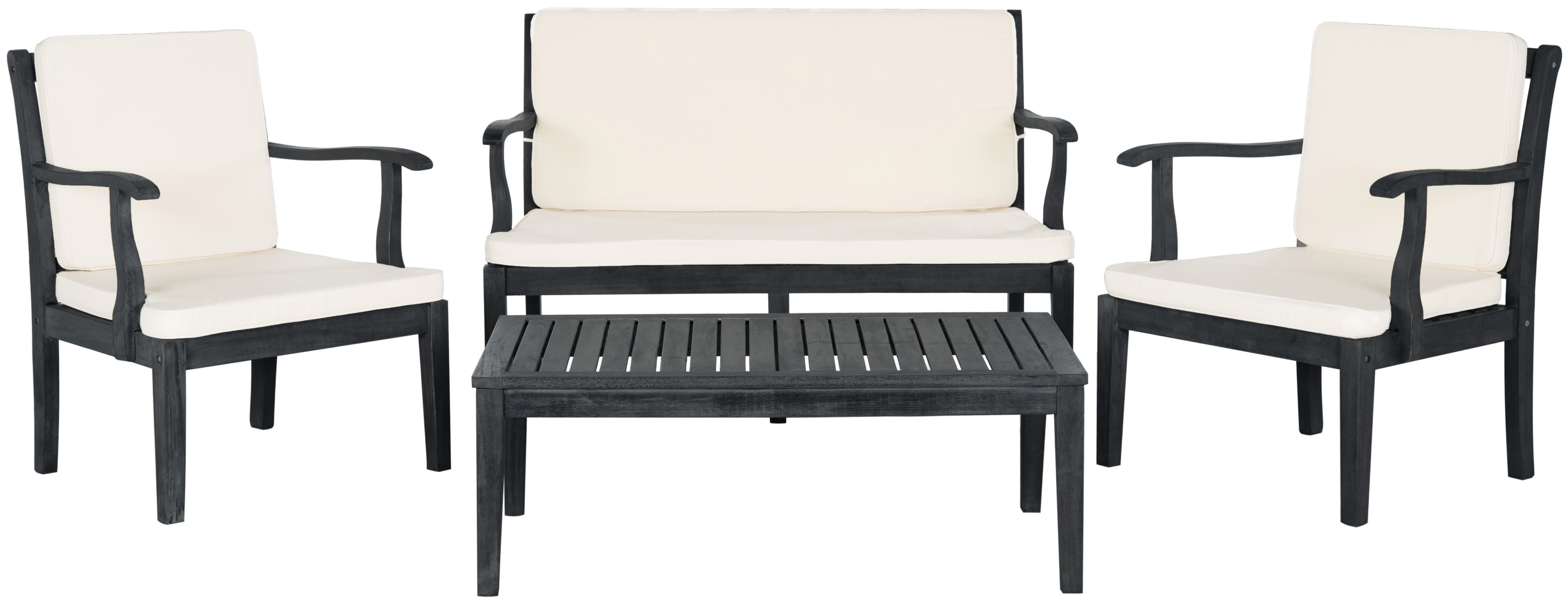 Del Mar 4 Piece Outdoor Set - Dark Slate Grey/Beige - Safavieh - Image 0