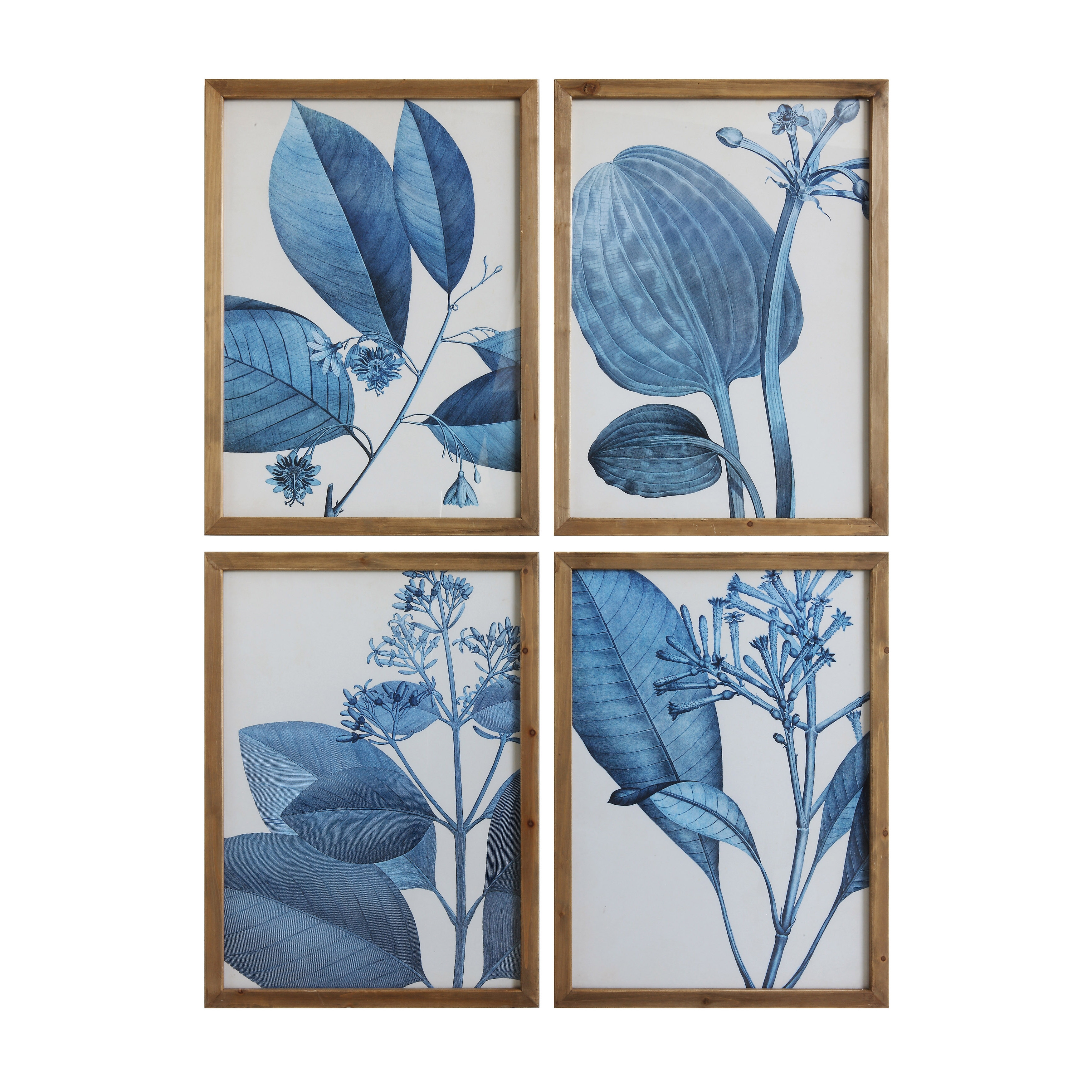 Wood Framed Blue Botanical Wall Décor (Set of 4 Designs) - Image 0