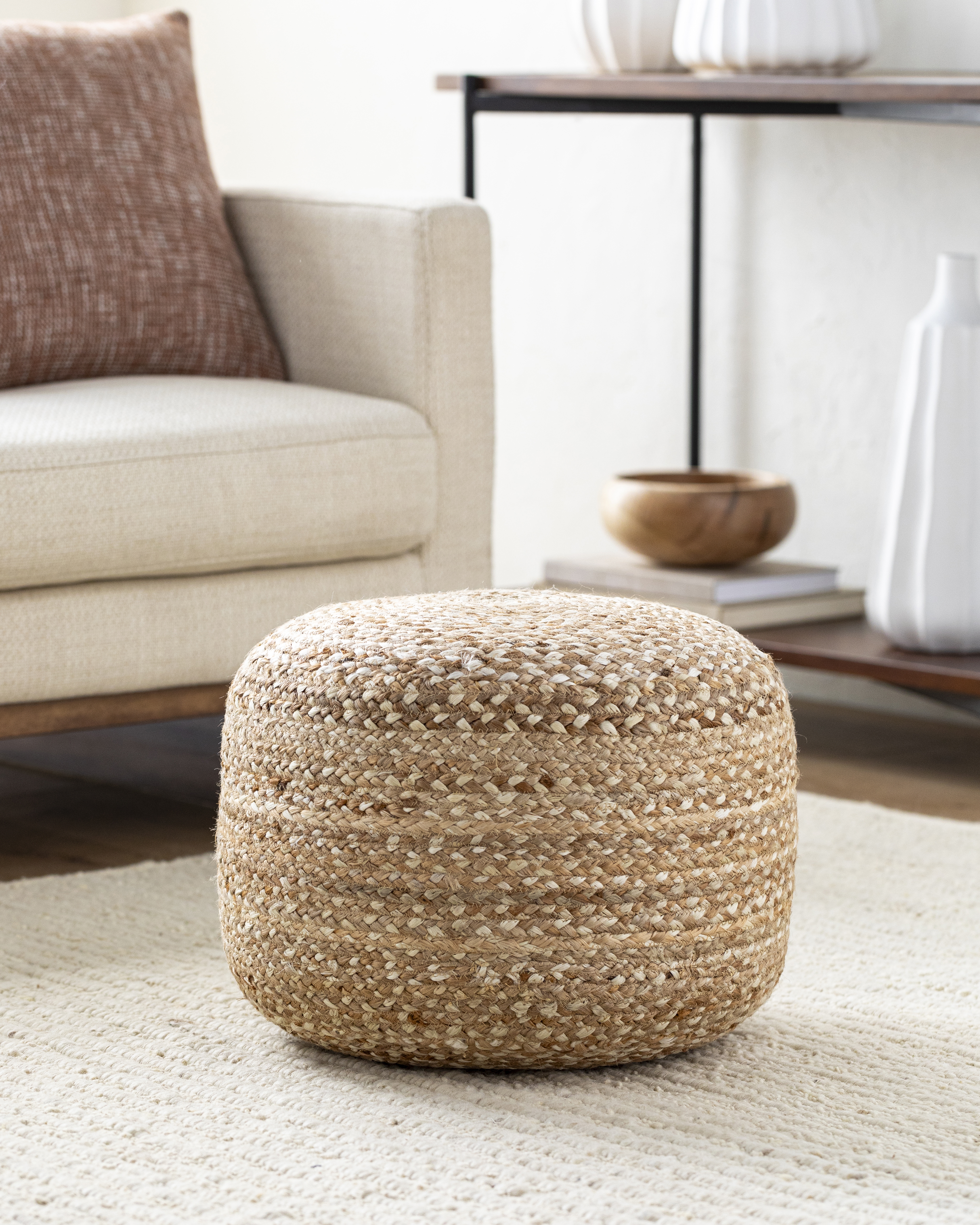 Livabliss Yaroslave Woven Pouf - Image 1