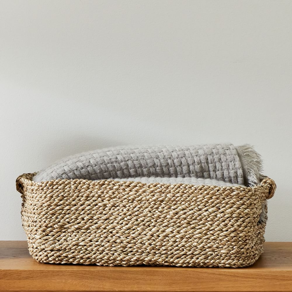Two Tone Woven Seagrass, Underbed Basket, Natural - Image 0