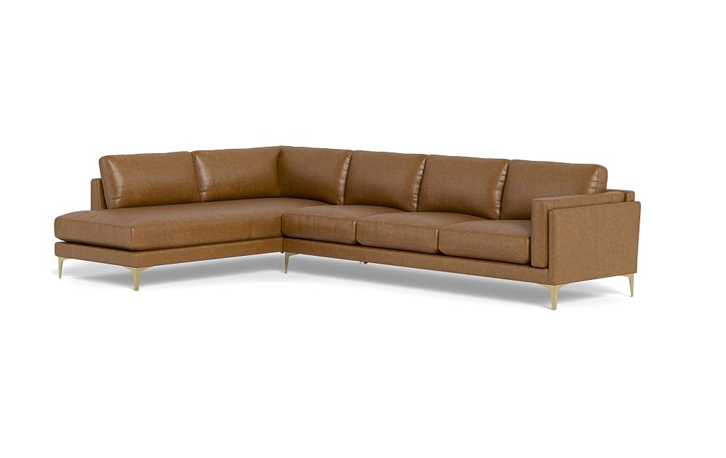 Gaby Leather 4-Seat Sectional with Left Bumper - Image 2
